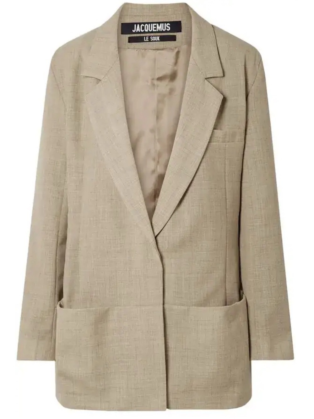 Jacquemus Le Souk Saafi Oversized Melange Wool Blazer in Neutral Beige - Picture 4 of 12